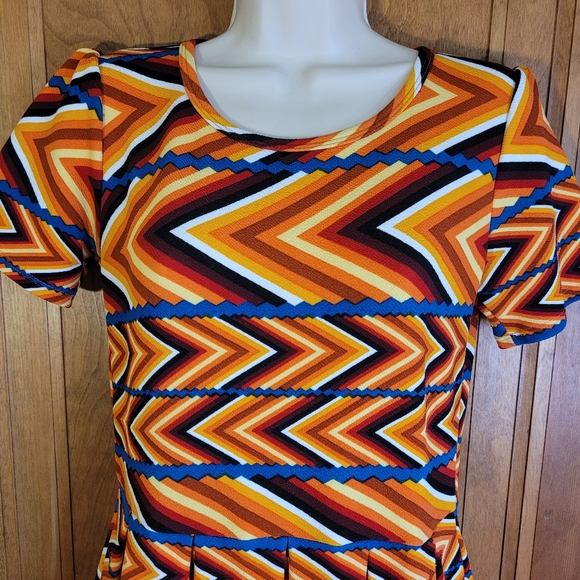 Lularoe Orange Striped 60s Themed Dress, M - Picture 3 of 8